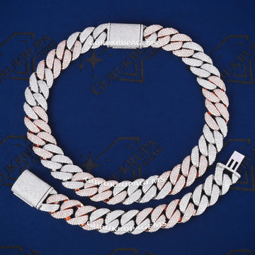 14K White Gold Diamond Cuban Link Miami Chain and Bracelet Combo Set Iced Out Drip Collection Gurukrupa-Gems