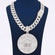 14K White Gold Iced Out Custom House Medallion Pendant with Lab Diamonds on Miami Cuban Chain Gurukrupa-Gems