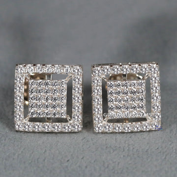 14KT White Gold With Lab Created Round Cut Diamond Earring For Your Partner Luxury Diamond Jewelry Gift Gurukrupa-Gems