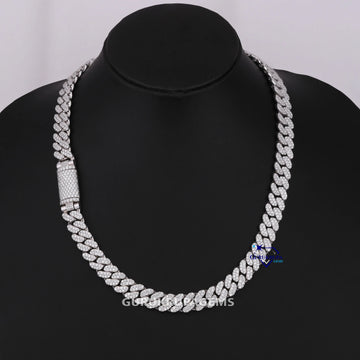 18 inch 10 mm minimalist designer cuban chain made in 14 kt gold with moissanite diamonds vvs clarity Gurukrupa-Gems