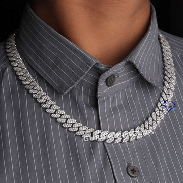18 inch 10 mm minimalist designer cuban chain made in 14 kt gold with moissanite diamonds vvs clarity Gurukrupa-Gems