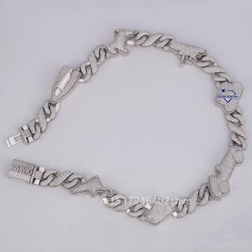 18 inch 15 mm diamond cuban chain for men women made in 14 kt lab grown diamonds Gurukrupa-Gems