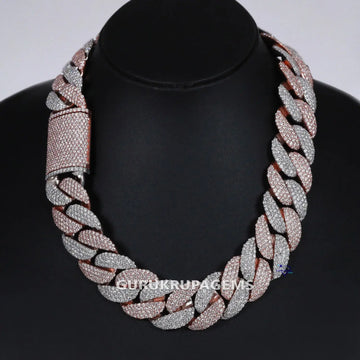 18 inch 22 mm iced out cuban chains crafted in vvs clarity d color passed diamond tester Gurukrupa-Gems