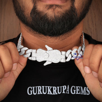 18.5 INCH 18 MM Customized Lock Cuban Necklace Gurukrupa-Gems