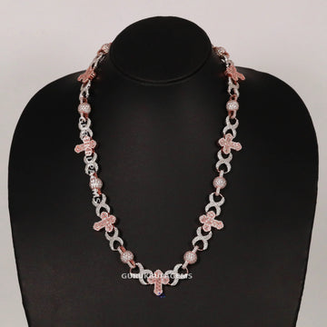 20 inch 12 mm Hip Hop Diamond cross necklace for women Gurukrupa-Gems