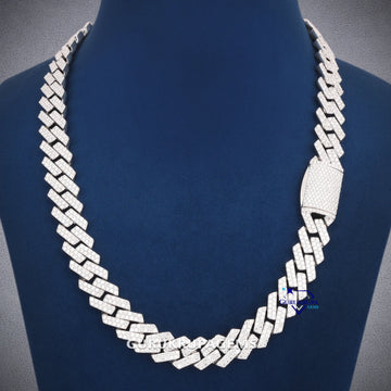 20 inch 14 mm white d vvs clarity cuban diamond chain Gurukrupa-Gems