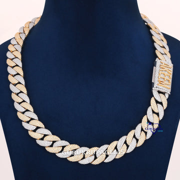 20 inch 15 mm hiphop cuban link diamond chain two toned Gurukrupa-Gems