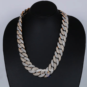 20 inch 20 mm presenting a white and yellow gold Cuban chain showcases VVS clarity Gurukrupa-Gems