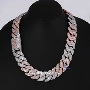 20 inch 22 mm trending two tone hip hop fully iced out 14 kt moissanite custom name rose gold miami cuban link chain for men women Gurukrupa-Gems