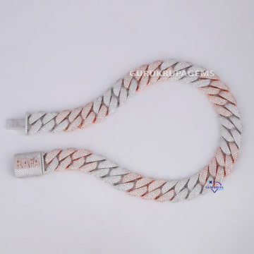 20 inch 22 mm trending two tone hip hop fully iced out 14 kt moissanite custom name rose gold miami cuban link chain for men women Gurukrupa-Gems