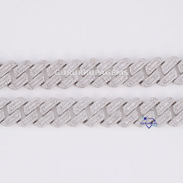 20 inch 25 mm cuban chain for unisex embellished with round and baguette cut diamonds vvs clarity Gurukrupa-Gems
