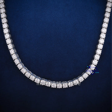 20 inch 5 mm VVS clarity mens diamond tennis necklace - Gurukrupa-Gems