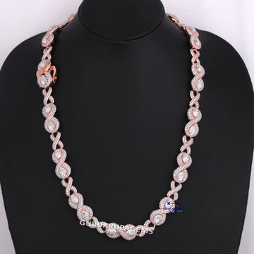 22 inch 12 mm infinity style hip hop round and pear cut diamond chain for unisex Gurukrupa-Gems