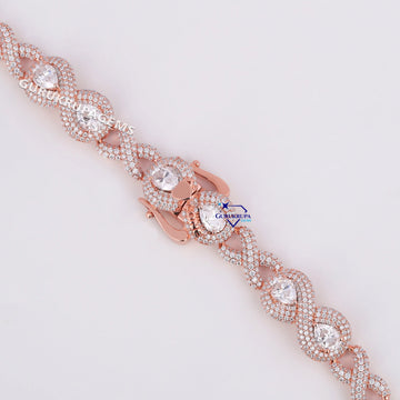 22 inch 12 mm infinity style hip hop round and pear cut diamond chain for unisex Gurukrupa-Gems