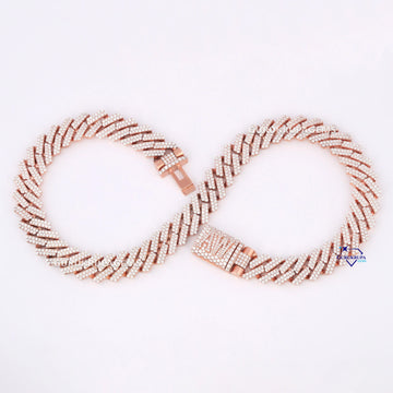 22 inch 18 mm best selling hip hop cuban custom made rose gold diamond chain vvs clarity Gurukrupa-Gems