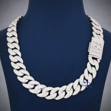 22 inch 20 mm hiphop full white cuban diamond chain vvs clarity Gurukrupa-Gems