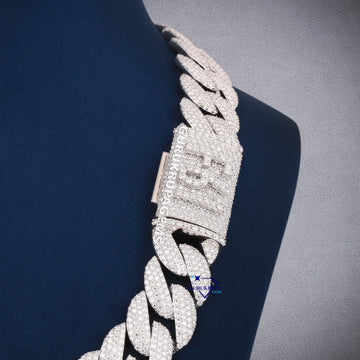 22 inch 20 mm hiphop full white cuban diamond chain vvs clarity Gurukrupa-Gems