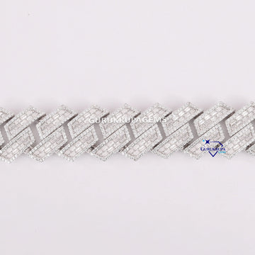 22 inch 22 mm baguette and round diamond chain necklace Gurukrupa-Gems