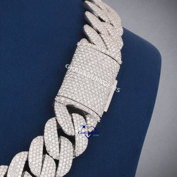 22 inch 22 mm heavy full white diamond cuban chain Gurukrupa-Gems