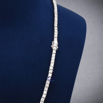 22 inch 3.5mm princess cut tennis necklace full white Gurukrupa-Gems