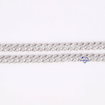 22 inch 8 mm sleek thinner cuban chain fully white custom made hiphop jewelry for men women Gurukrupa-Gems