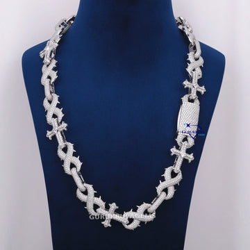 24 Inch 16 mm popular cuban cross infinity style diamond chain Gurukrupa-Gems