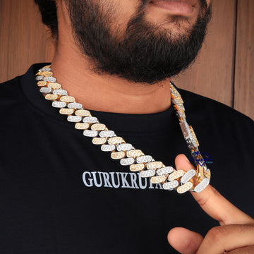 24 Inch 20 MM Two Tone Gold With Small Round And Baguette Cut Diamond Chain Gurukrupa-Gems