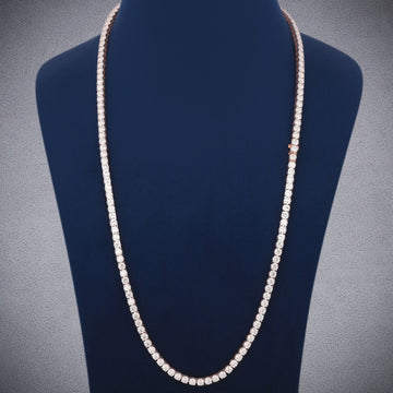 24 Inch 4mm Rose Gold Diamond Tennis Chain Necklace Celestial Ice Collection Gurukrupa-Gems