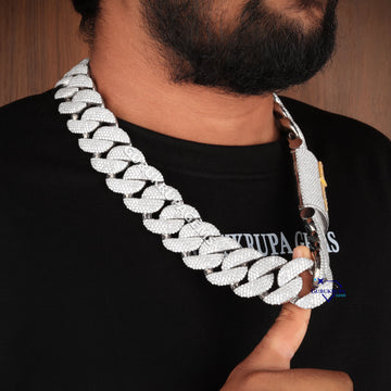 25 Inch 30 MM Miami Chain In White Gold Gurukrupa-Gems