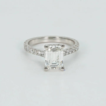 Amazingly formed 14 KT Emerald Cut Solitaire Diamond Ring For Engagement with VVS clarity Gurukrupa-Gems