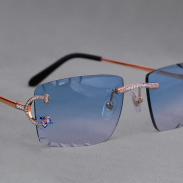 Blue Color Glass VVS Diamond Branded Sunglass Gurukrupa-Gems
