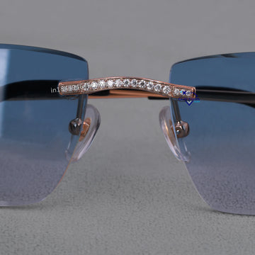 Blue Color Glass VVS Diamond Branded Sunglass Gurukrupa-Gems
