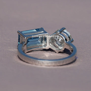 Capture hearts with our unique diamond ring elegantly crafted in 14kt white gold featuring lab created diamonds Gurukrupa-Gems