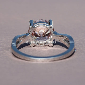 Classy 14 kt white gold lab grown diamond ring in pink treated color with vvs clarity diamonds for girls Gurukrupa-Gems