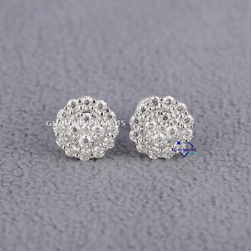 Classy round cut 14 KT gold lab grown diamond earrings for women with vvs clarity diamonds Gurukrupa-Gems