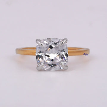 Cushion cut wedding engagement proposal solitaire diamond ring in 14 kt yellow gold diamond ring for women Gurukrupa-Gems