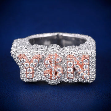 Custom 14kt Rose Gold Cross Hip Hop Ring with Full VVS Diamond Iced Out Shine Gurukrupa-Gems