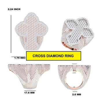 Custom Made Heavy Iced Out Hip Hop Ring in White Gold Tone with Glacier Shine Gurukrupa-Gems