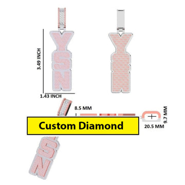 Custom Iced Out PA Initial Letter Pendant in Two Tone Rose Gold with Full Emerald Baguette & Round Diamonds for Unisex Gurukrupa-Gems