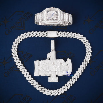 Custom Iced Out Watch and Pendant Chain Combo Set for Men Hip Hop Diamond Jewelry (Copy) Gurukrupa-Gems