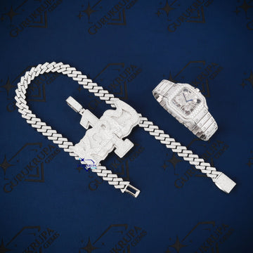 Custom Iced Out Watch and Pendant Chain Combo Set for Men Hip Hop Diamond Jewelry (Copy) Gurukrupa-Gems
