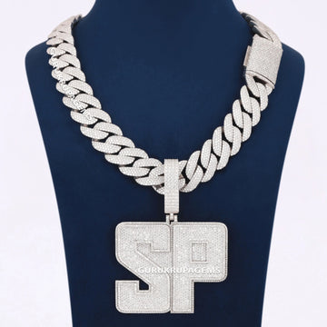 Custom Letter Diamond Pendant with Iced Out Cuban Chain in a Hip Hop Jewelry Set Gurukrupa-Gems