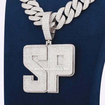 Custom Letter Diamond Pendant with Iced Out Cuban Chain in a Hip Hop Jewelry Set Gurukrupa-Gems