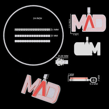 Custom Money Bag Design Letter Pendant with Fully Iced Out Two Tone Cuban Link Chain Necklace Gurukrupa-Gems