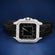 Custom black dial and leather belt diamond watch Gurukrupa-Gems