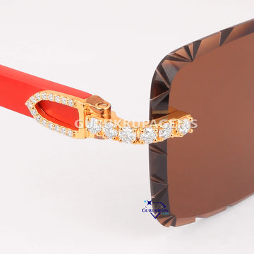 Custom made red temple brown glasses hip hop sunglasses Gurukrupa-Gems