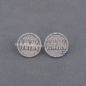 Custom unique daily wear diamond earrings women crafted in 14 kt white gold with labgrown diamonds Gurukrupa-Gems