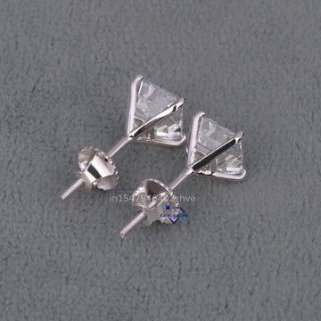 Daily wear trending beautiful asscher cut labgrown diamond earring made in 14kt white gold-Gurukrupa-Gems
