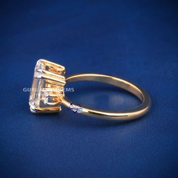 Emerald cut solitaire diamond ring VVS clarity Gurukrupa-Gems