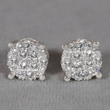 Exquisite prong setting lab grown 14 kt white gold diamond studded earring with vvs clarity Gurukrupa-Gems